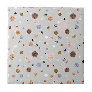 Multicolored polka dots on gray.  ceramic tile
