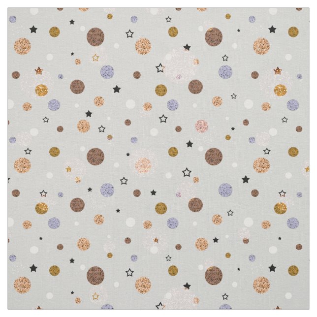 Multicolored polka dots on gray. fabric (Swatch)