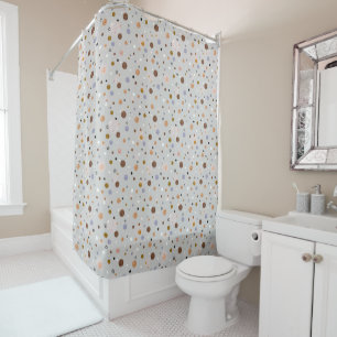 Multicolored polka dots on gray. napkins shower curtain