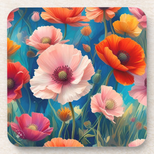 Multicolored Poppy Flowers Garden-47569 Beverage Coaster