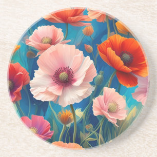 Multicolored Poppy Flowers Garden-47569 Coaster
