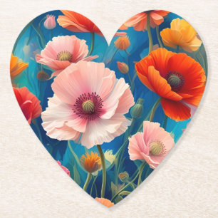 Multicolored Poppy Flowers Garden-47569 Paper Coaster