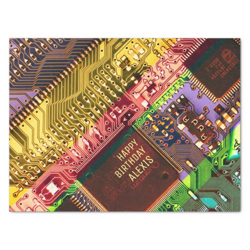 Multicolored Printed Circuit Board Personalized Tissue Paper