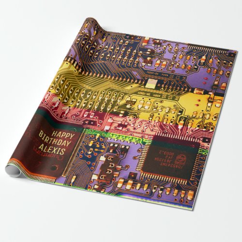 Multicolored Printed Circuit Board Personalized Wrapping Paper