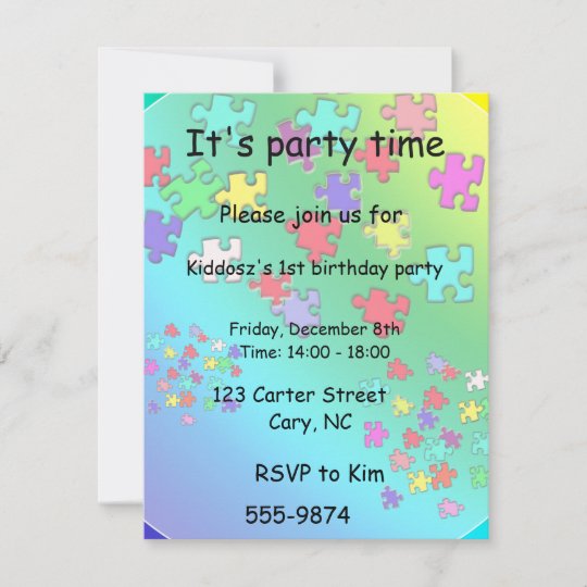 Multicolored puzzles pieces invitation | Zazzle.com