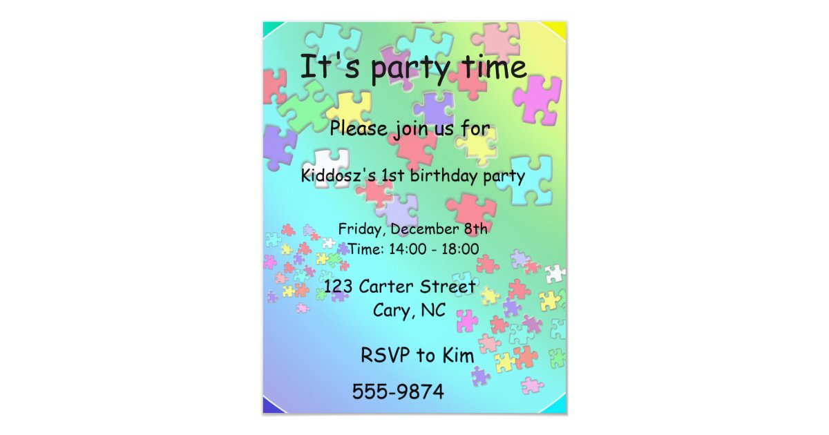 Multicolored puzzles pieces invitation | Zazzle.com