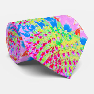 Multicolored Rainbow Abstract Cone Flower Neck Tie