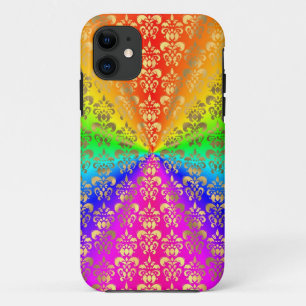 Multicolored rainbow colored damask iPhone 11 case