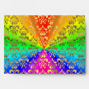 Multicolored rainbow colored damask envelope