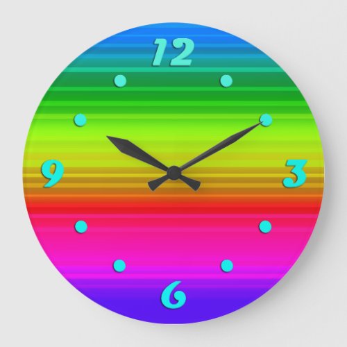 Multicolored rainbow large clock