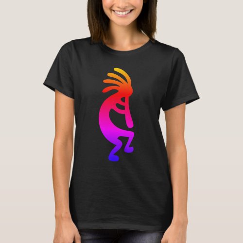Multicolored Rainbow Ombre Kokopelli T_Shirt