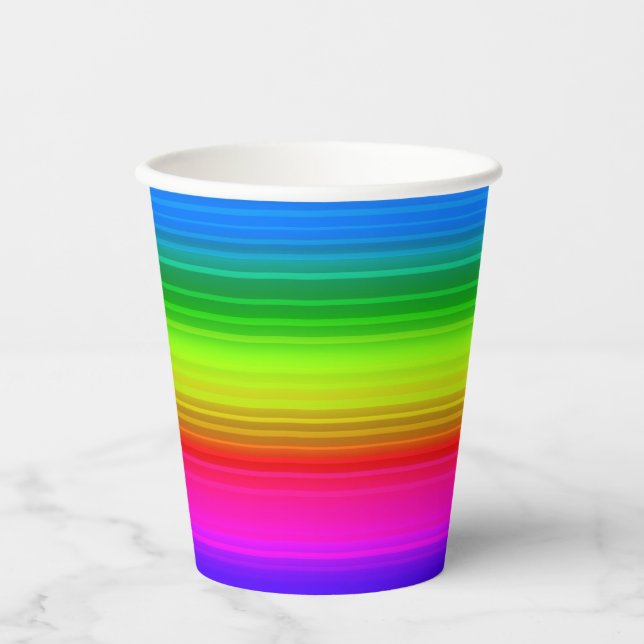Multicolored, rainbow paper cups (Front)