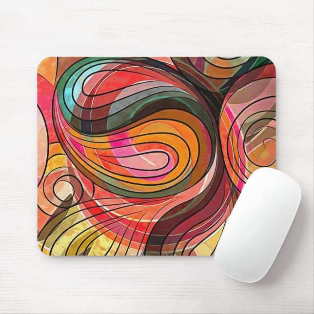 Multicolored Rainbow Spectrum Doodle Mouse Pad (With Mouse)