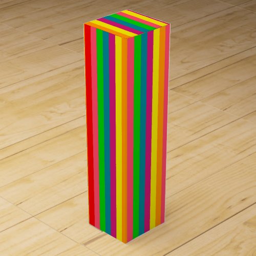 MultiColored Rainbow Vertical Stripes Pattern Wine Box