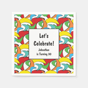 Multicolored Retro Boomerang Birthday Party Napkins