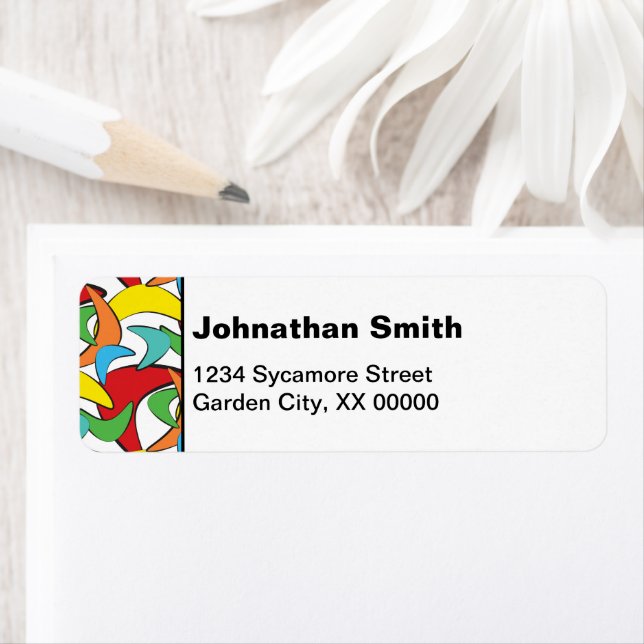 Multicolored Retro Boomerang Pattern Label (Insitu)