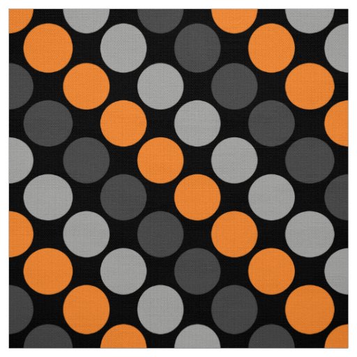 Multicolored Retro Sixties Polka Dots Grey yellow  Fabric