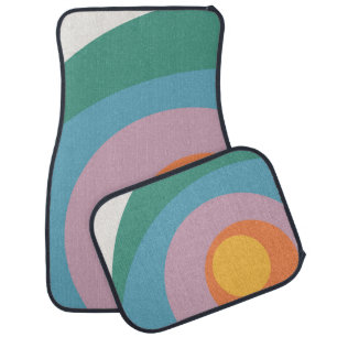 Multicolored retro style circles car floor mat
