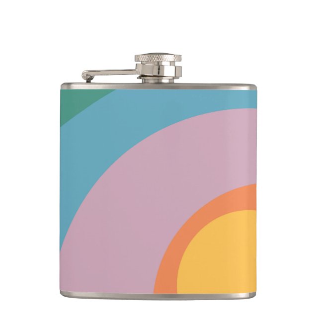 Multicolored retro style circles flask (Front)