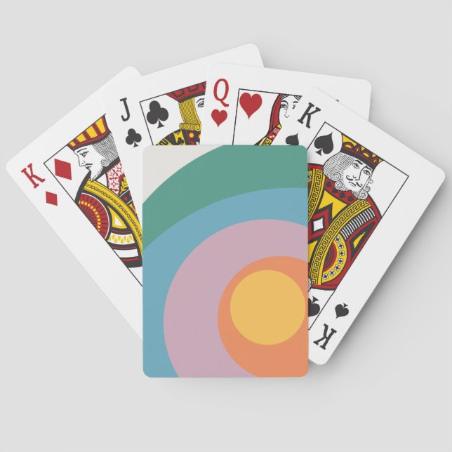 Multicolored retro style circles  poker cards (Back)