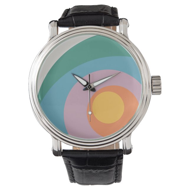 Multicolored retro style circles watch (Front)