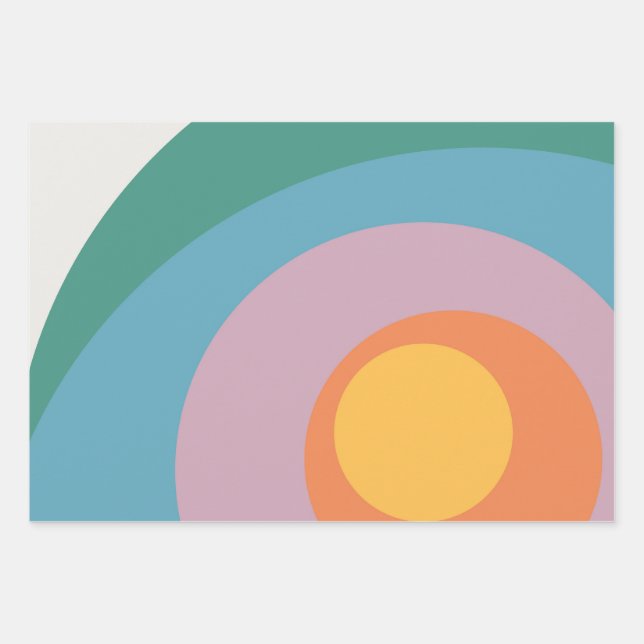 Multicolored retro style circles wrapping paper sheets (Front)