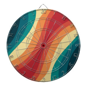 Multicolored retro style waves design dart board