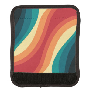 Multicolored retro style waves design luggage handle wrap