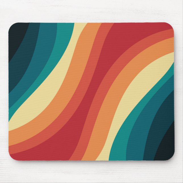 Multicolored retro style waves design mouse pad (Front)