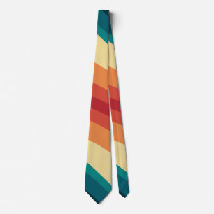 Multicolored retro style waves design neck tie