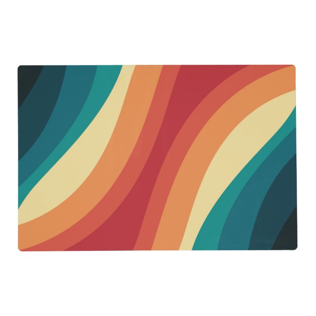 Multicolored retro style waves design placemat (Front)