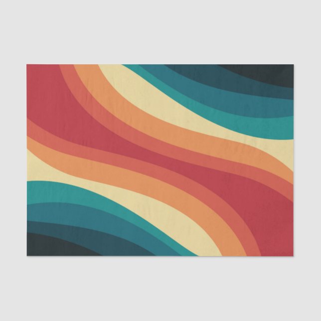Multicolored retro style waves design tissue paper (Front)
