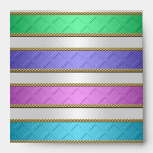 Multicolored Ribbons Stripes in Pink Blue Purple Envelope
