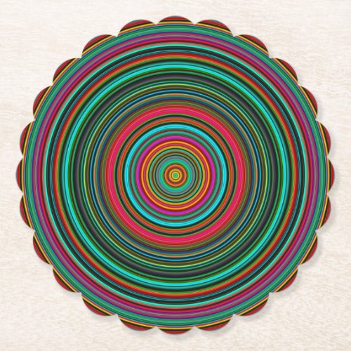 Multicolored Rings Keychain Paper Coaster