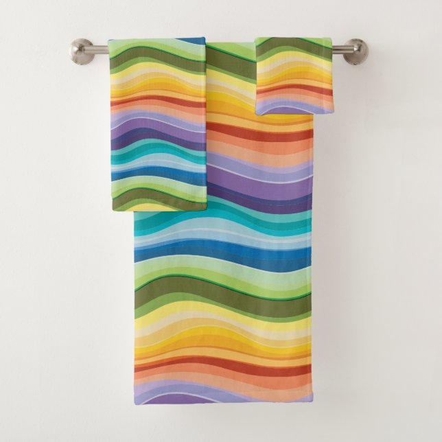 Multicolored Ripples Pattern 2 Bath Towel Set (Insitu)