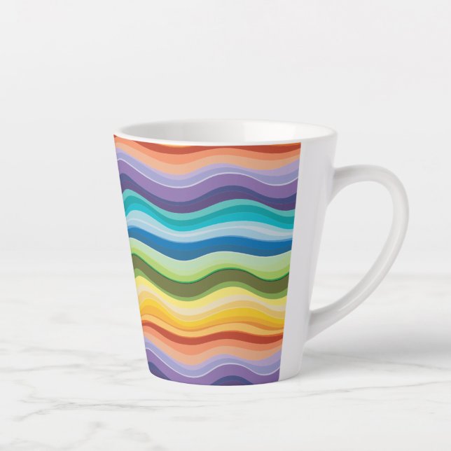 Multicolored Ripples Pattern 2 Latte Mug (Right)