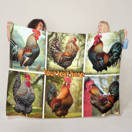 Multicolored Roosters Fleece Blanket