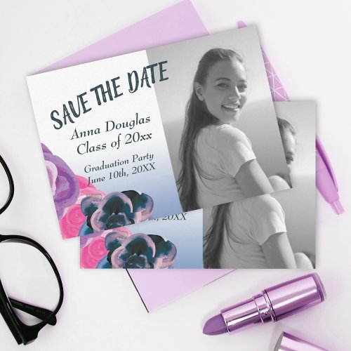 Multicolored Roses Graduation Save_the_Dates Advice Card