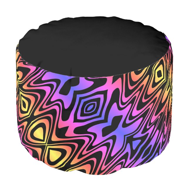 Multicolored Round Pouf (Angled Front)