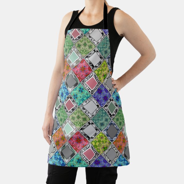 Multicolored , rustic , patchwork , patches  apron (Insitu)