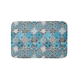 Multicolored , rustic , patchwork , patches  bath  mat