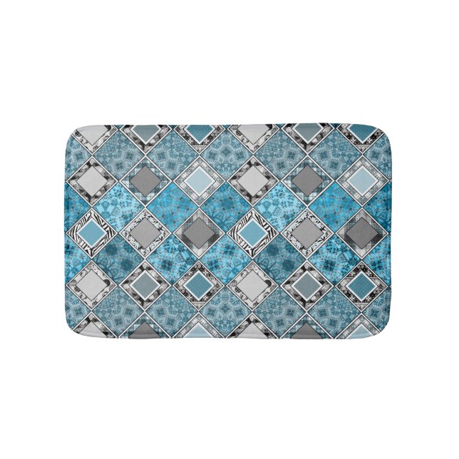 Multicolored , rustic , patchwork , patches  bath  mat (Front)