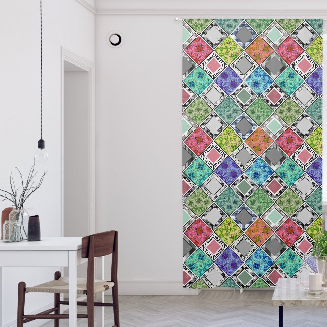 Multicolored , rustic , patchwork , patches   blackout curtains (Living Room)