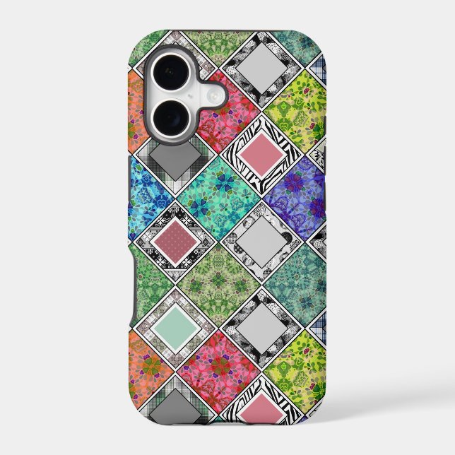 Multicolored , rustic , patchwork , patches   iphone case (Back)