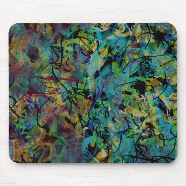 Multicolored Scribbled Abstract Art Mouse Pad (Front)