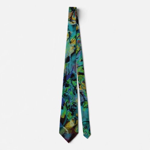 Multicolored Scribbled Abstract Art Neck Tie