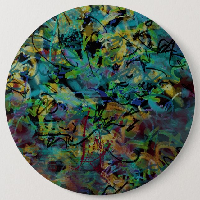 Multicolored Scribbled Abstract Art Pinback Button (Front)