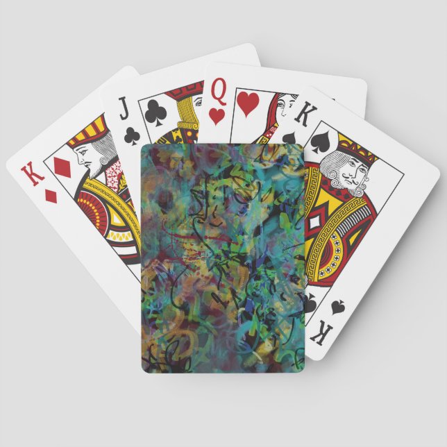 Multicolored Scribbled Abstract Art Poker Cards (Back)
