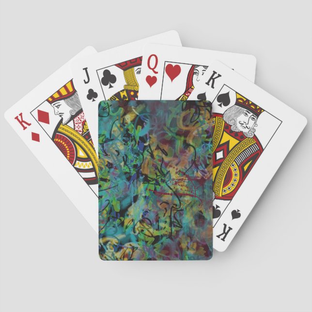 Multicolored Scribbled Abstract Art Poker Cards (Back)
