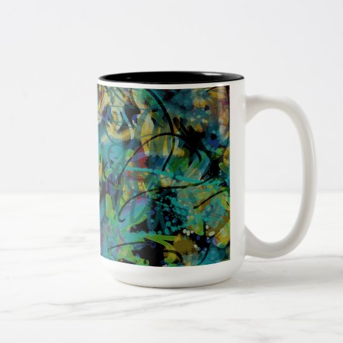 Multicolored Scribbled Abstract Art Two_Tone Coffee Mug